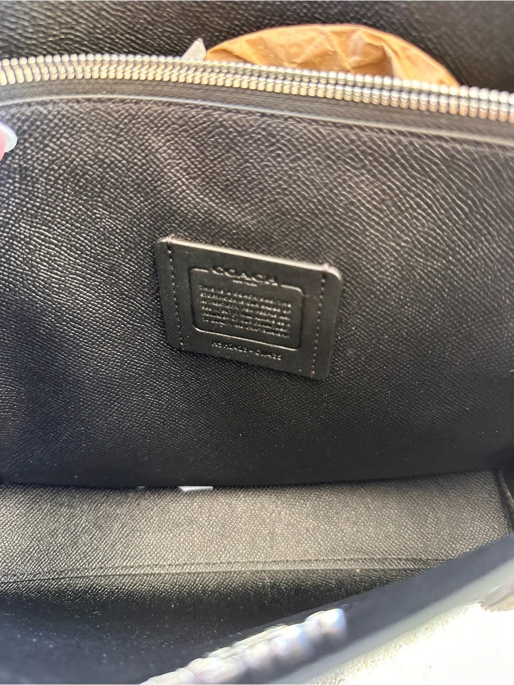 Coach Black Leather Tote with Colorful Heart & Lightning Motif